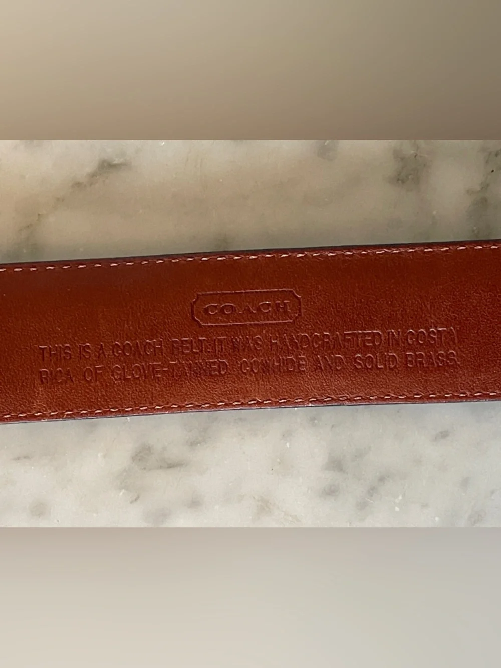 COACH Black Leather Belt 7600 with Brass Buckle Unisex 36